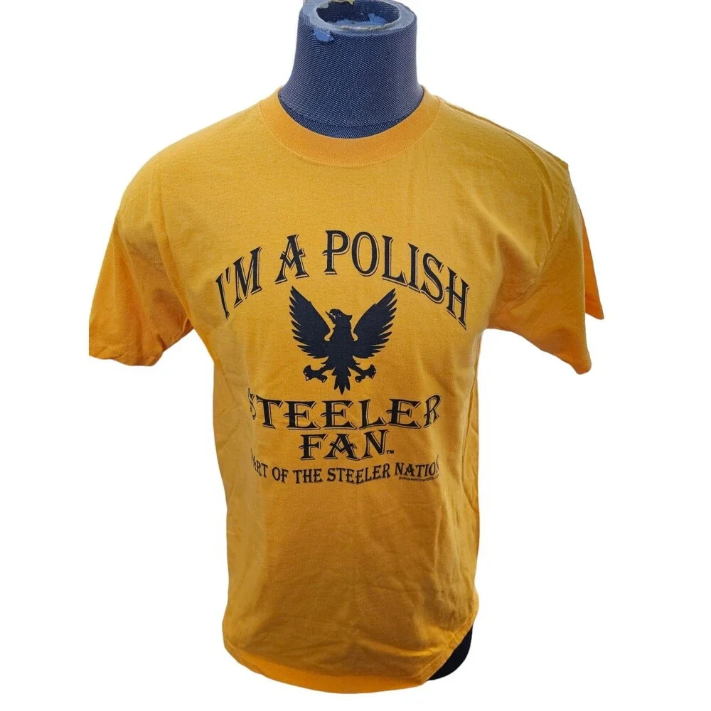 I'm a POLISH Eagle PITTSBURGH STEELER Fan NATION NFL BLACK/YELLOW T-Shirt Large - Picture 1 of 5